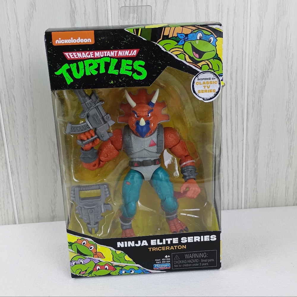 TMNT Ninja Elite Series TRICERATON Figure Teenage Mutant Ninja Turtle in box.